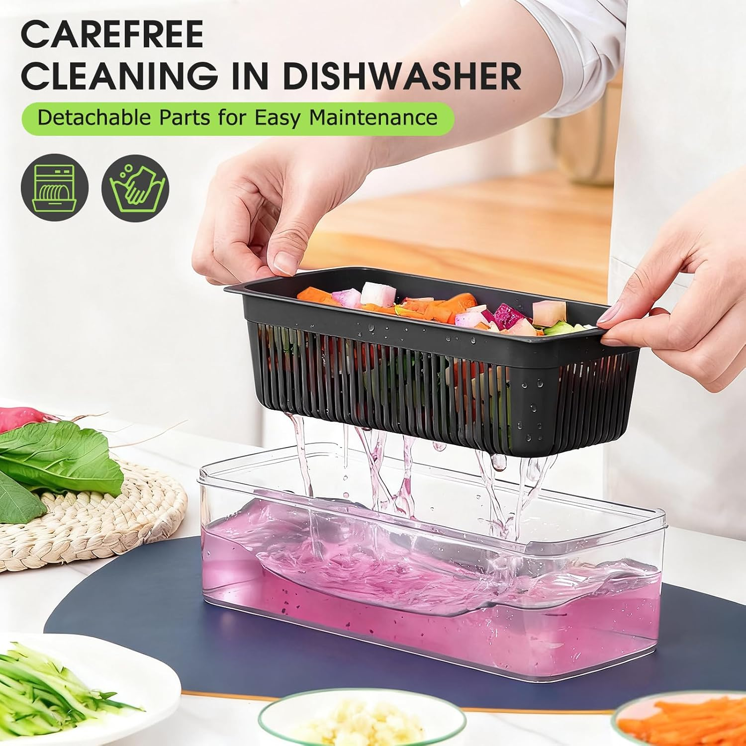 WODHMIEY Vegetable Chopper Cutter Slicer, 14-In-1 Multifunctional Food Veggie Onion Potato Fruit Dicer with Container, Cheese Grater, 8 Interchangable Blades, Kitchen Tools Gadgets image number 6