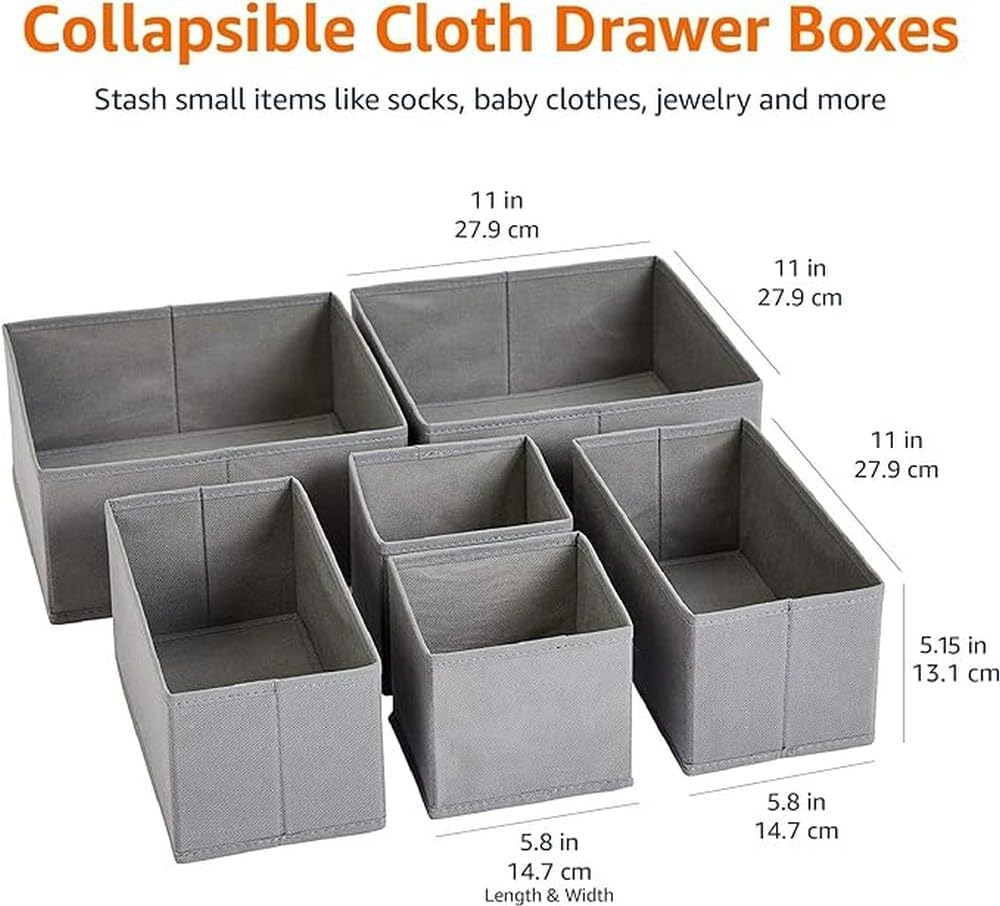 Amazon Basics Cloth Drawer Storage Organizer Boxes, Set of 6 image number 5