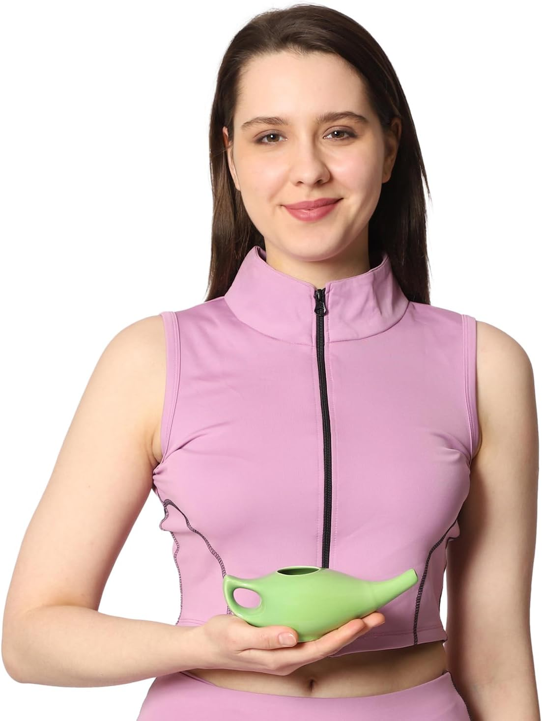 Healthgoodsau - Ceramic Neti Pot for Nasal Cleansing with 5 Sachet Neti Salt - Green Color image number 6