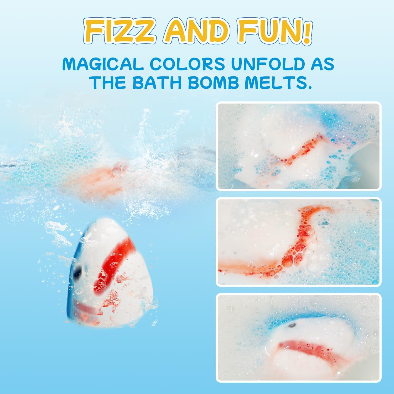 Shark Bath Bombs for Kids with Surprise Fishing Toy Set, 8 Fun Exploding Bath Balls & 9 Fishing Toys, Natural Handmade Organic Bubble Bath Fizzies, Ideal Birthday Holiday Boys Girls image number 2