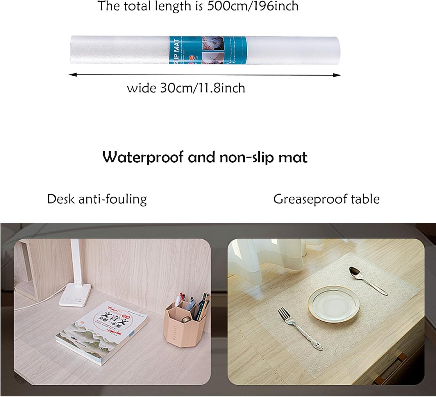 Shelf Liner Cabinet Liner, Non-Adhesive Drawer Liner, Washable 12Inchx 5M Waterproof Durable Non-Slip Shelf Liner for Kitchen, Drawers, Refrigerator (Clear/Flower)