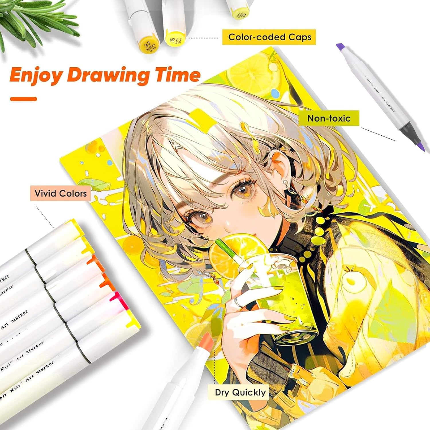 Alcohol Markers Brush Tip, 168 Colours Dual Tips Art Markers, Brush & Chisel Tip Alcohol Based Permanent Colouring Markers Drawing Pens for Kids Adults Artist Calligraphy Sketching Bullet Journal image number 2