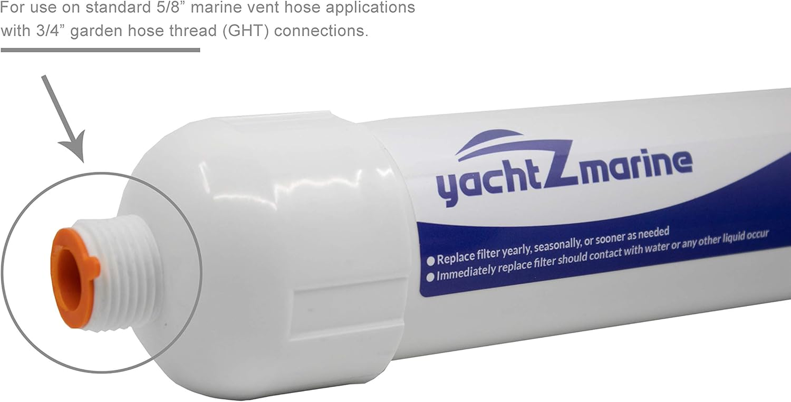 Holding Tank Vent Filter - Direct Generic Replacement For: Dometic, ECO, Sealand, Saniguard, Marine Holding Tank Vent Filter (5/8" Vent Hose Applications with 3/4" GHT Connectors) 311004 image number 2