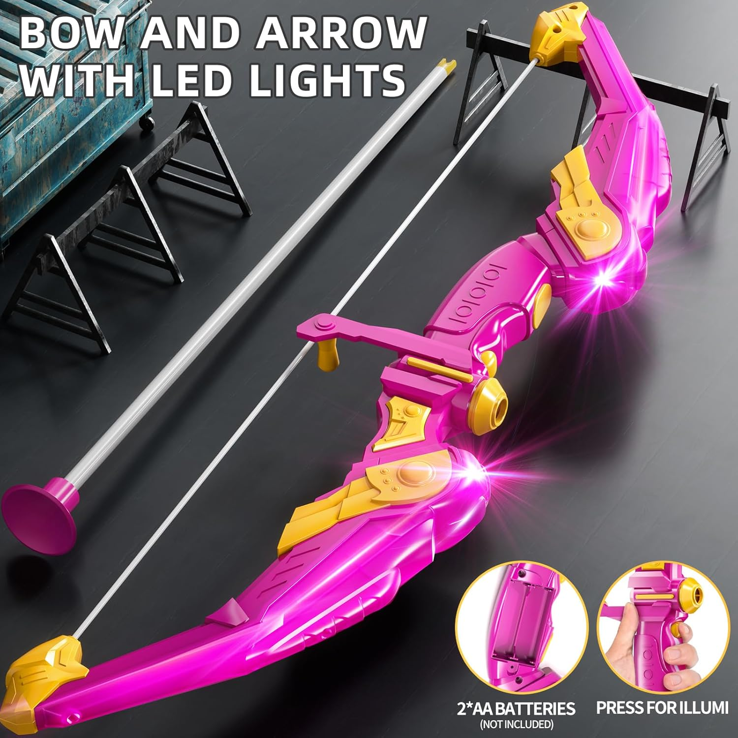 Kids Bow and Arrow Set, LED Light up Archery Toy Set with 10 Suction Cup Arrows,Target & Arrow Quiver, Bow and Arrows Set Toys 3 4 5 6 7 8 9 10 11 12 Year Old Kids Boys Girls (Pink) image number 2