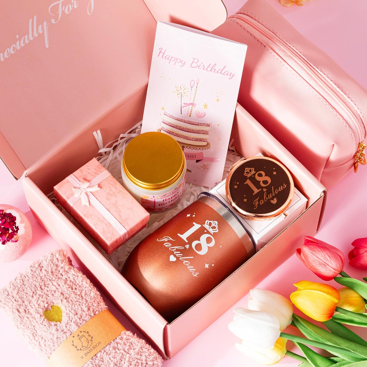 18Th Birthday Hamper Basket for Her - Turning 18 Year Old Female Birthday Gifts, Pamper Box for Ladies, Personalised Presents for Mom, Wife - 18Th Birthday Gifts image number 5