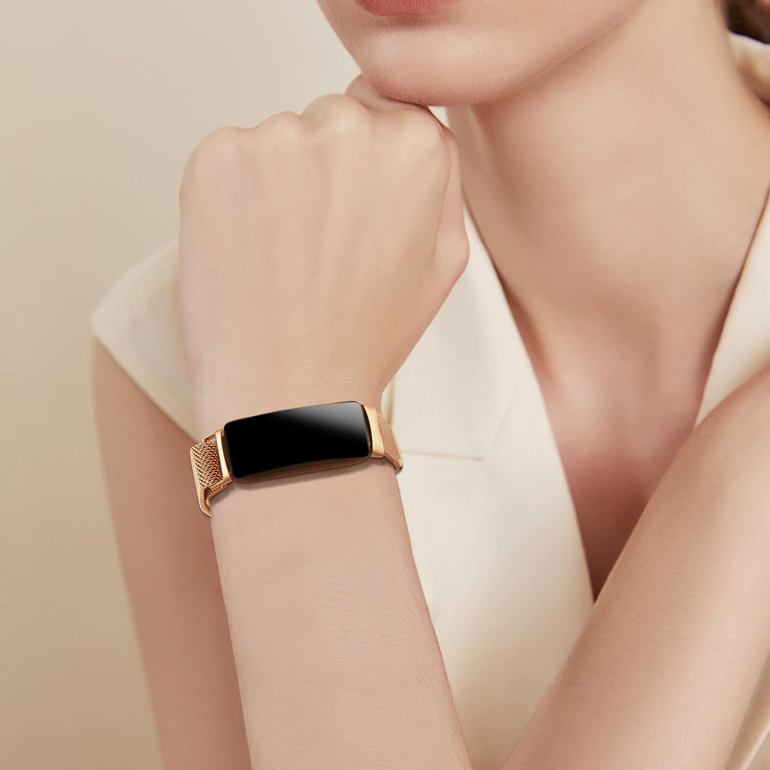 Leonids for Fitbit Inspire 3 Bands, Stainless Steel Mesh Loop Writband Straps for Fitbit Inspire 3 Fitness Tracker for Women Men image number 4