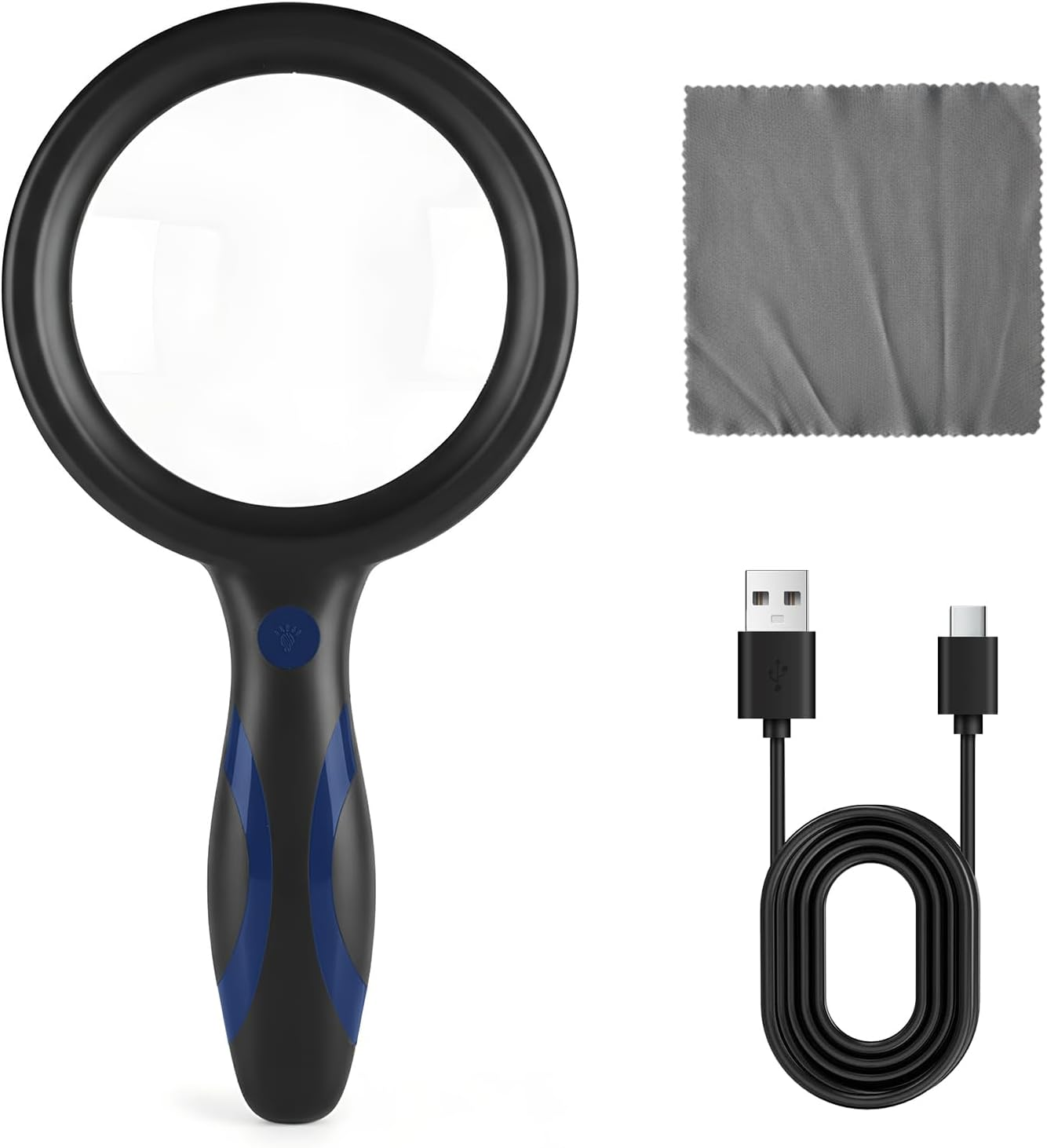 Large Magnifying Glass with Light, Reading Magnifier with Light for Seniors, Double 13X Illuminated Magnifying Glass with 33 Leds, USB Rechargeable, Handheld Magnifier for Seniors, Children, Jewelers