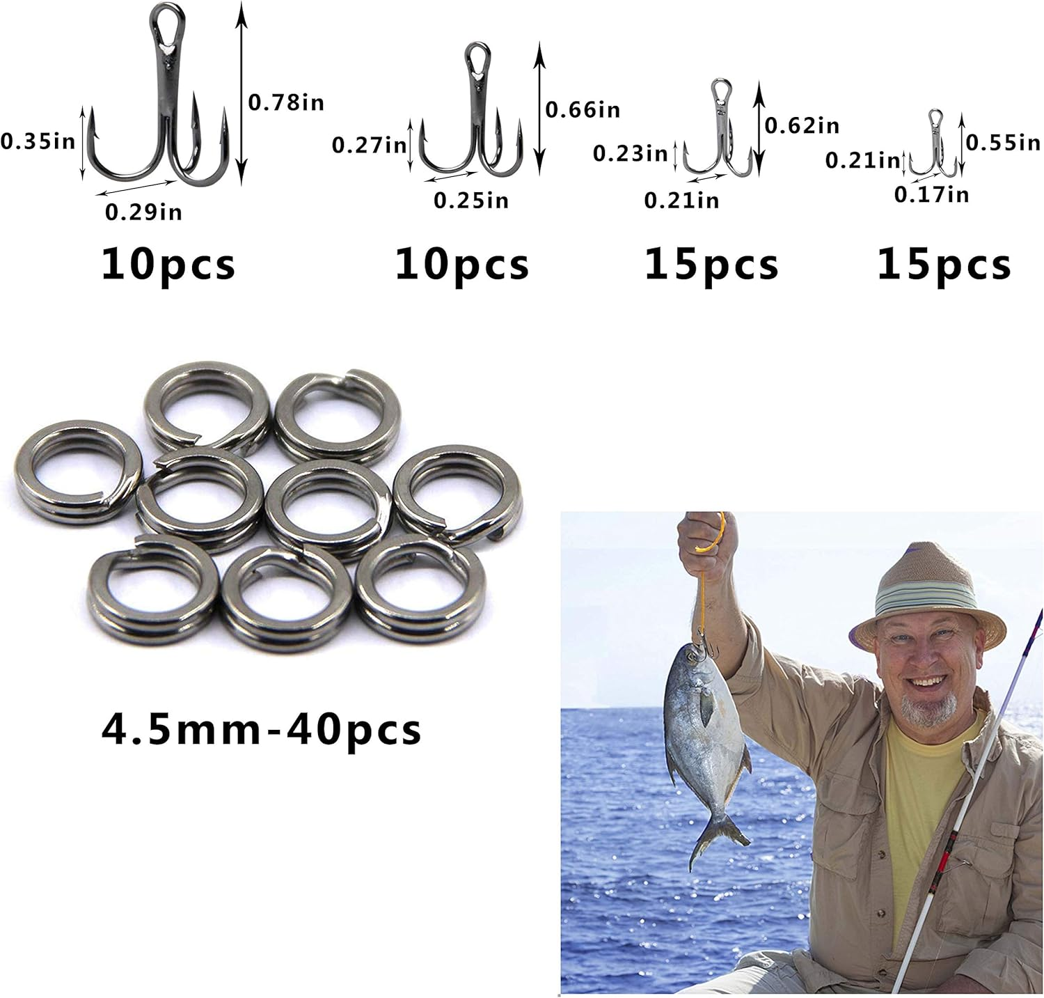 Unpainted Crankbaits Blank Fishing Minnow Lure Kit - 291Pcs Fishing Pliers Scissors,Treble Hooks,Fishing Split Rings,Fishing Lure Sticker 3D Eyes DIY Fishing Tackle image number 4
