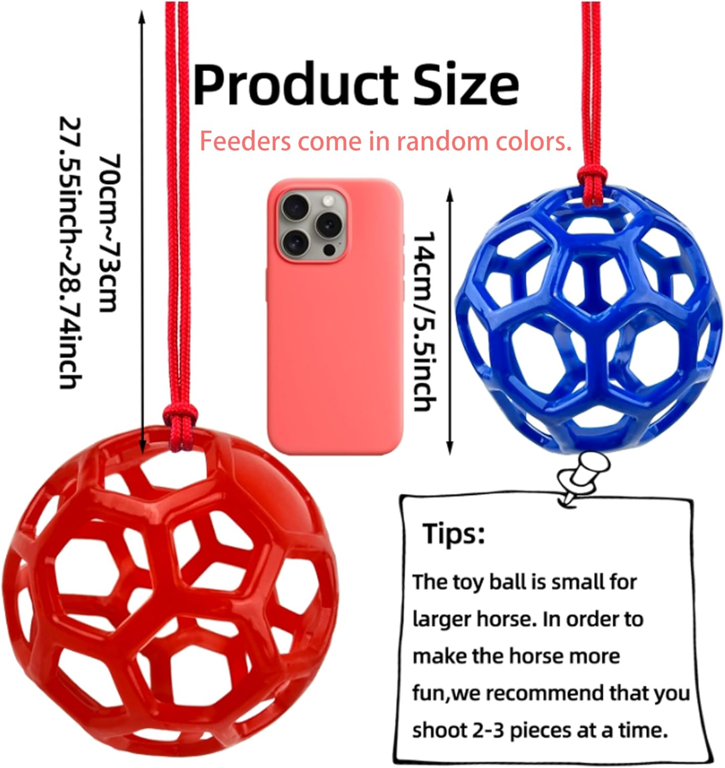 Hanging Slow Feeder Toy for Horses,Goats,Sheep - Durable TPR Hay Treat Dispenser with Stress Relief Design,Stretch-Resistant Heavy-Duty Animal Feeder image number 5