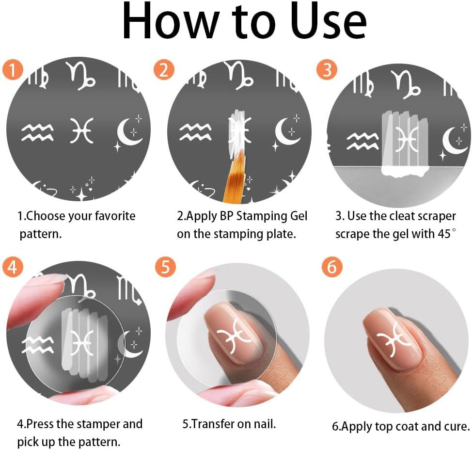 PH Pandahall Pack of 3 Moon Star Nail Stencil Stamp 12 Constellations Nail Stamp Plate Night Sky Nail Art Stencils Print Nail Stencils Nail Picture Plates for Nail Printing Manicure Salon image number 2