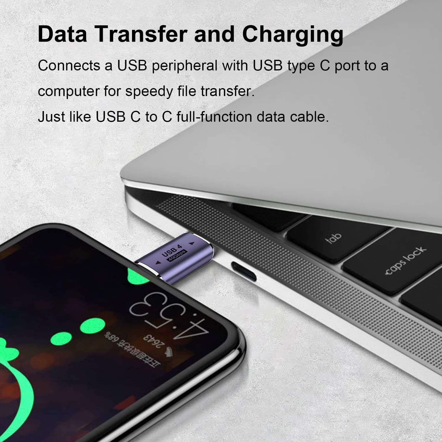 Areme 2 Pack USB C Male to Male Adapter, USB Type C Coupler Extender Support 100W, 40Gbps, 8K@60Hz for Thunderbolt 4/3, Macbook Pro/Air, Laptop, Phones and More Type C Devices image number 5