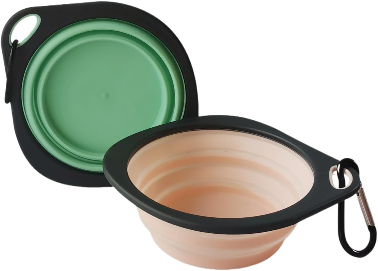 Dog Pet Collapsible Bowls 350Ml, 2 Pack for Cats Dogs, Portable Pets Feeding Watering Dish for Walking Parking Traveling with 2 Carabiners (Pink+Green) image number 5