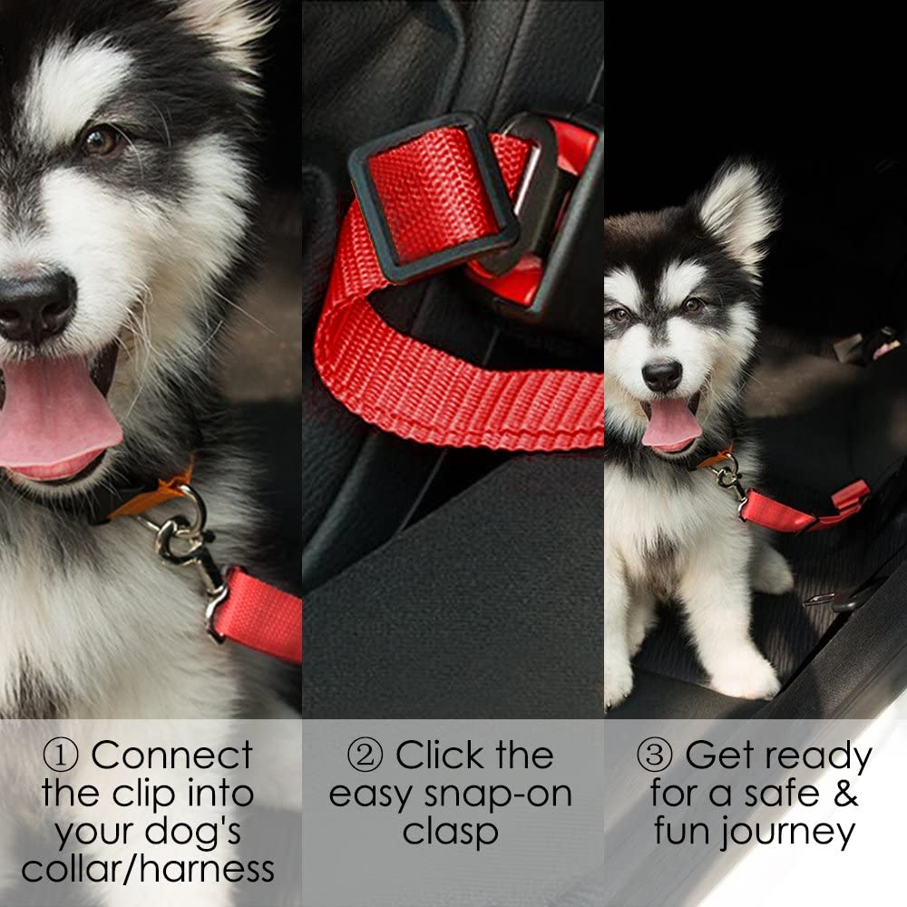 4 Pack Pet Dog Cat Seat Belt,Yucool Adjustable Length Pet Seat Belt Pet Accessories for Dogs Cats and Pets-Red image number 4