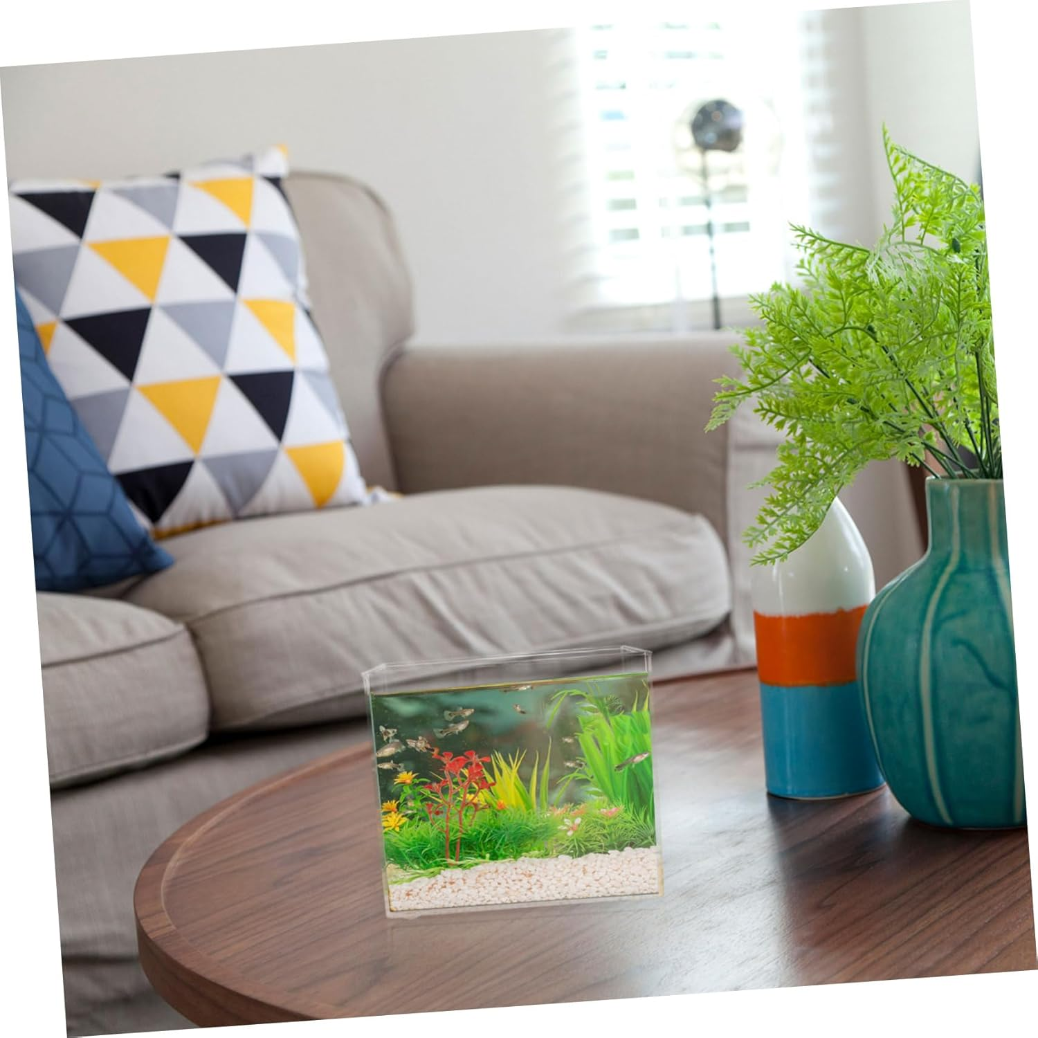 ERINGOGO Transparent Mini Goldfish Tank Square Plastic Aquarium for Desktop Crack Resistant Fish Bowl for Home Office Garden Decor Easy Maintenance Open Tank for Aquatic Pets image number 6