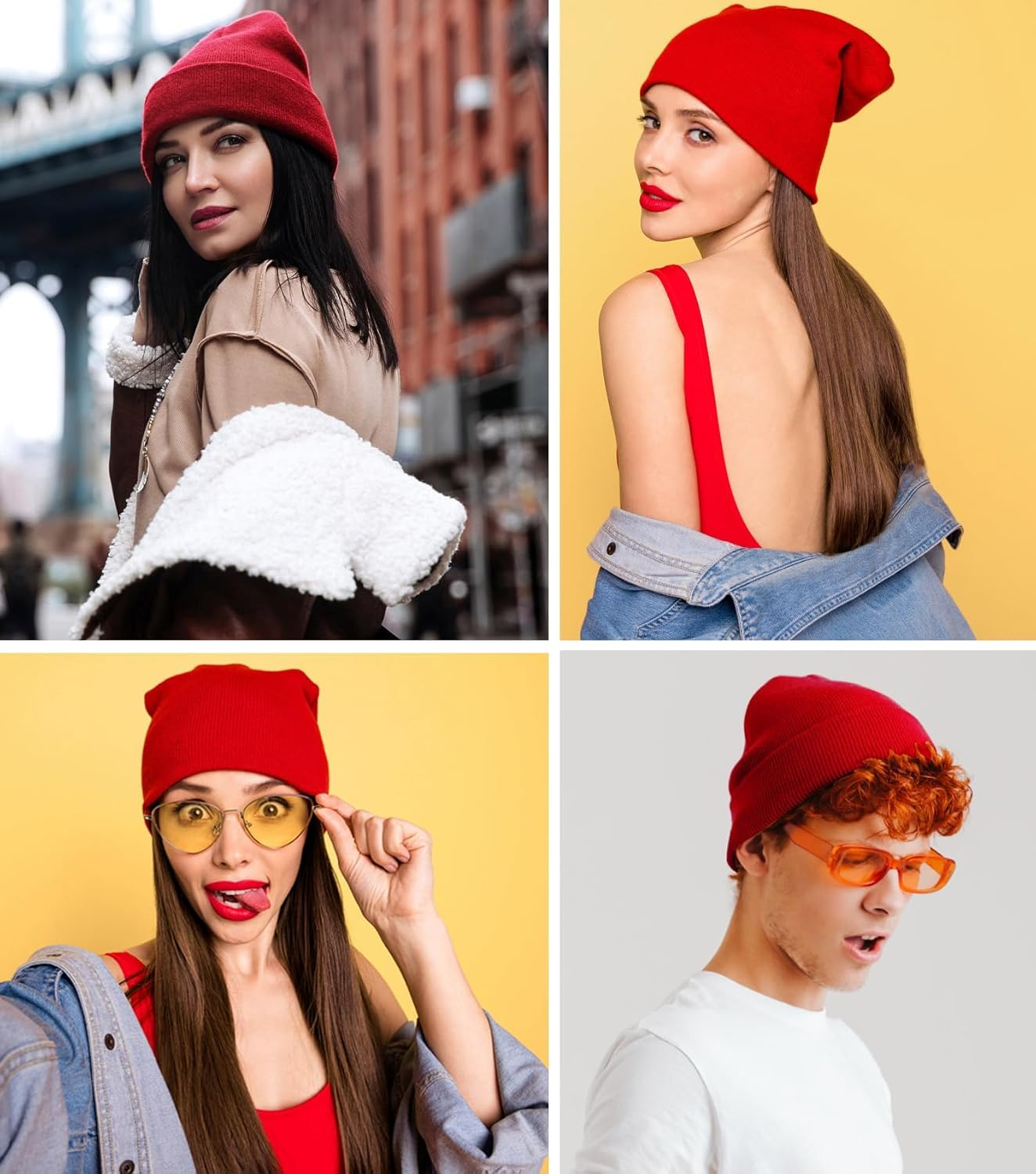 Dumrotite Cotton Beanie Hat for Women Men, Double Warm Knit Winter Hats, Fisherman Slouchy Ski Cuffed Beanies Skull Cap image number 4