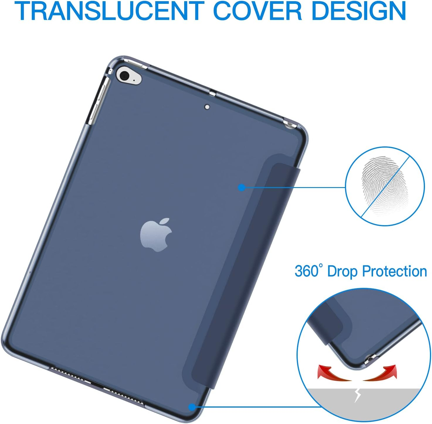 Jetech Case for Ipad Mini 4 (2015 Model 4Th Generation), Smart Cover with Auto Sleep/Wake (Navy) image number 1