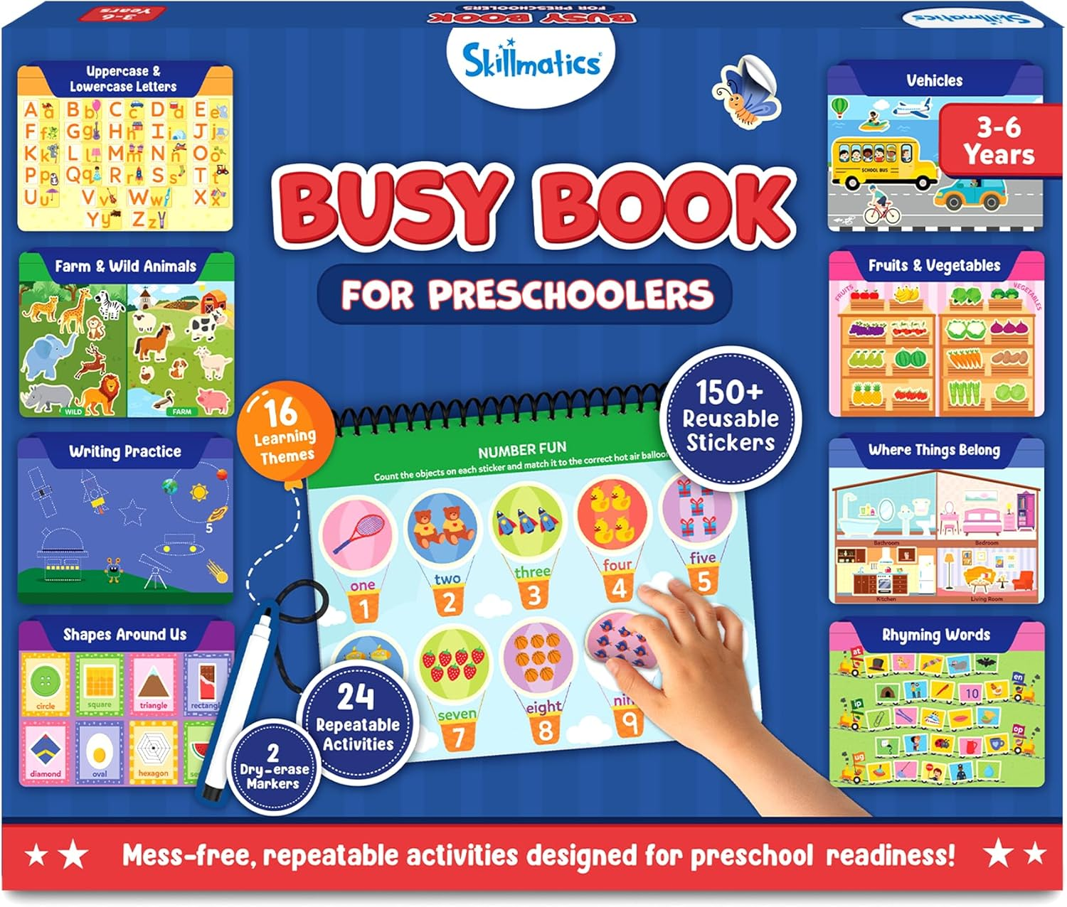 Skillmatics Reusable Sticker Activity Book - Busy Book for Preschoolers, 150+ Reusable Stickers, Educational & Mess-Free Activities, Travel Toy Ages 3, 4, 5, 6 image number 4