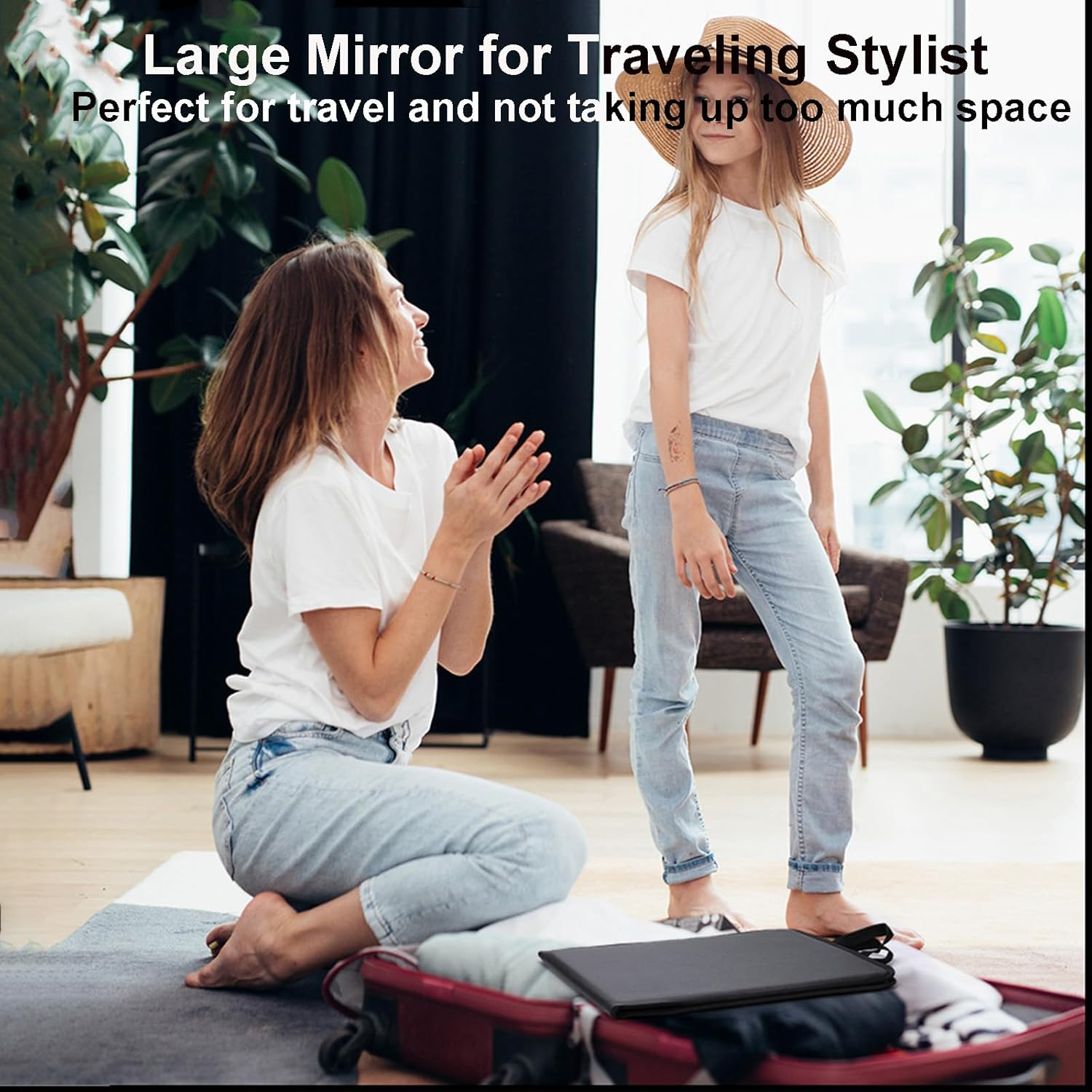 LPHUMEX Foldable Full Length Travel Mirror &ndash; 33&rdquo; Portable Shatterproof Hanging Mirror, Folding Full Length Travel Makeup Mirror for Camping, RV & Small Spaces - Black image number 3