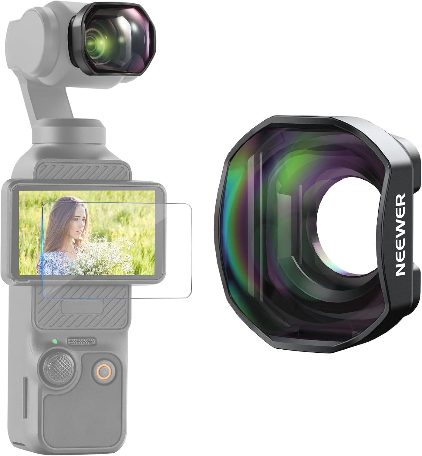 NEEWER 2X Teleconverter Compatible with DJI Osmo Pocket 3 Only, 4 Elements 3 Groups Multicoated HD Optical Glass Magnetic Lens Attachment, Gimbal Action Camera Accessories, LS-84 image number 4