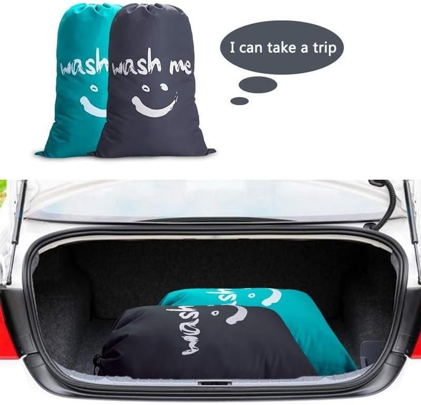 YC-GREHUN 3Pcs Large Oxford Fabric Laundry Bag with Drawstring Ideal for Laundry, Travel & Organisation （Green, Gray, Red） image number 2