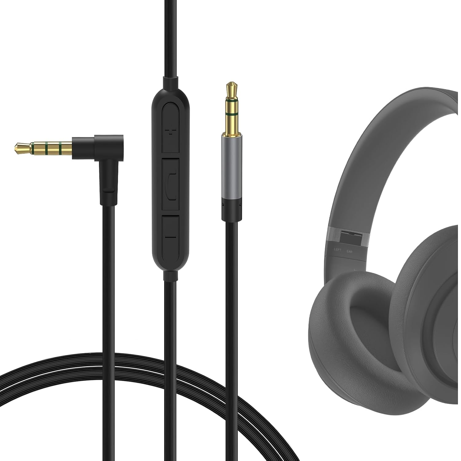 Geekria Audio Cable with Mic and Mute Control Compatible with Sony WH-1000XM6, Beyerdynamic DT 270 PRO, Beats Studio Pro/3, Solo 4 Headphones, 3.5Mm Replacement Cord (4Ft/1.2M) image number 3