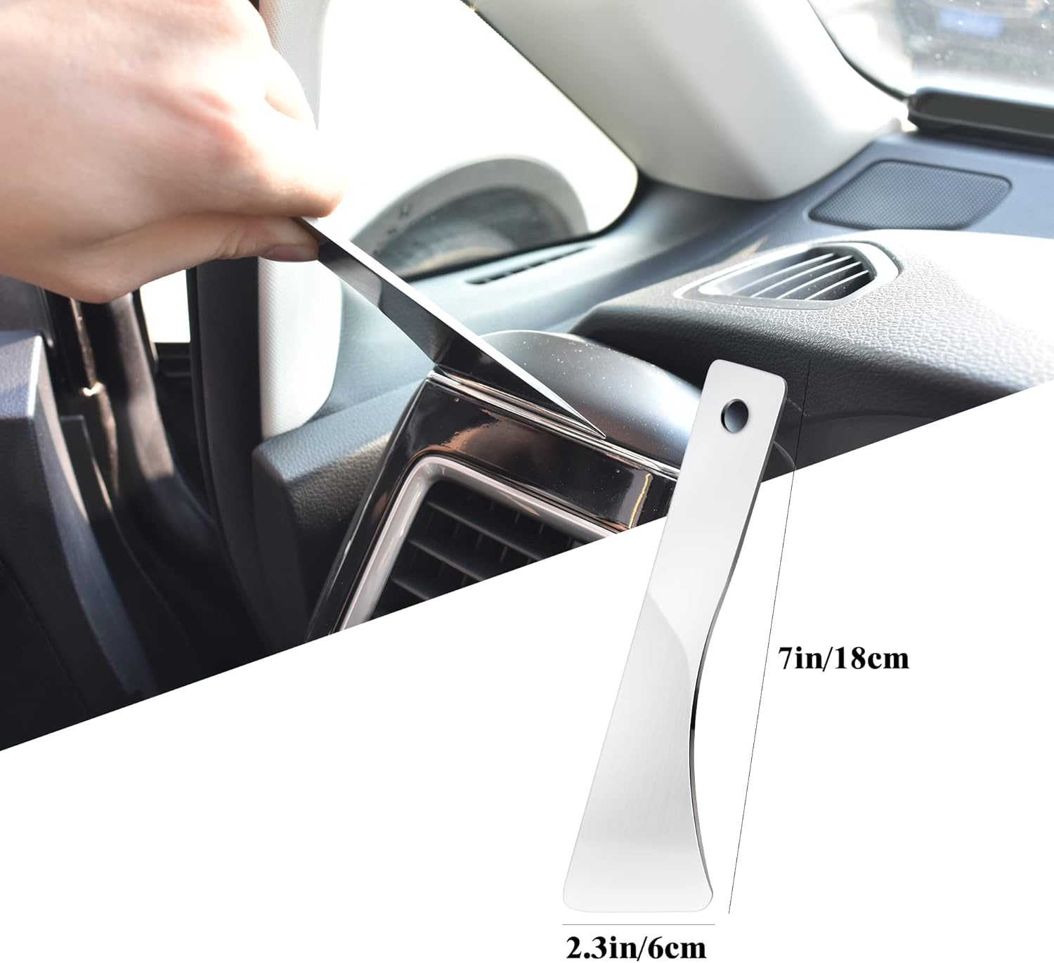 Wigoo Trim Removal Tool Metal Pry Tool Pro Stainless Steel Metal Pry Board Auto Clip Removal Tool Door Panel Car Interior Trim Tools for Fastener, Audio Dashboard, Clips, Baseboard - 2PCS image number 4