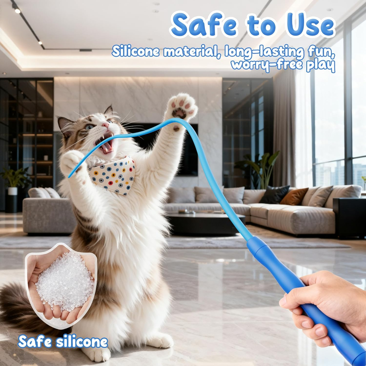 Casfuy Innovative Ultra Light Durable Tail Silicone Teaser Wand Cat Toy image number 4