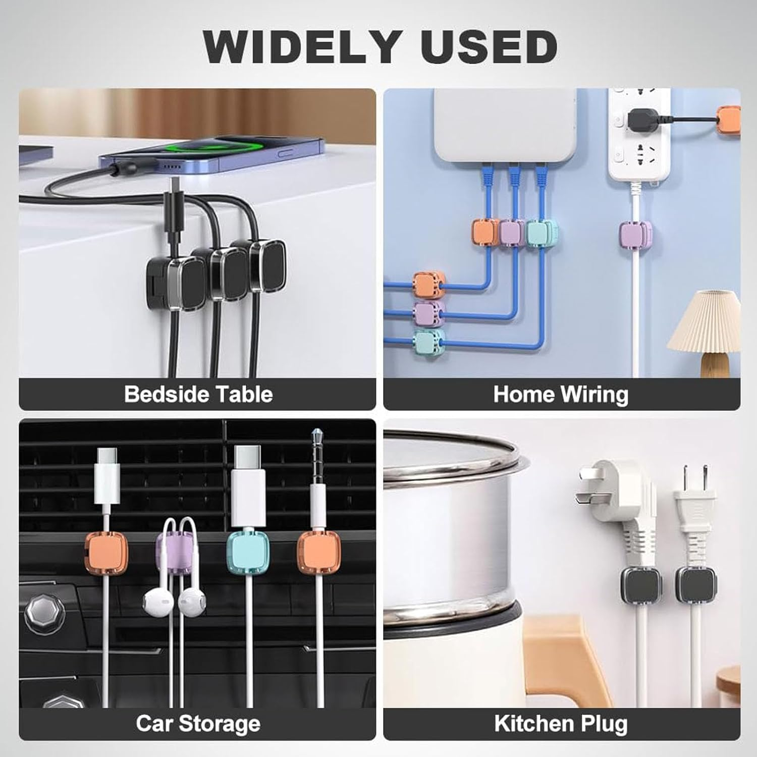 Magnetic Cable Clips, 6 Pack Magnetic Cable Clips Cord Organizer, Cable Holder Suitable for Office Desk, Wall, Nightstand, Home Kitchen, Car image number 6