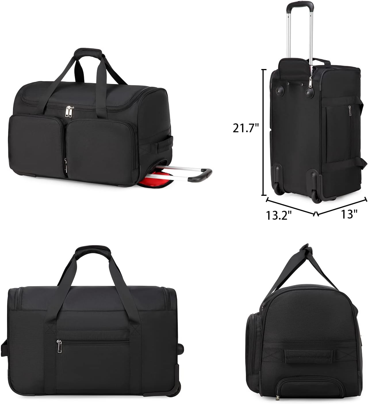 Sneaker Bag Travel Shoes Duffel Bag Men Women Gym Sport Luggage Duffle Carrying Case Bag Divider Adjustable Compartment Portable Soccer Athletic Shoes Carrier Heavy Duty Traveling Accessories - Black With Wheels image number 5