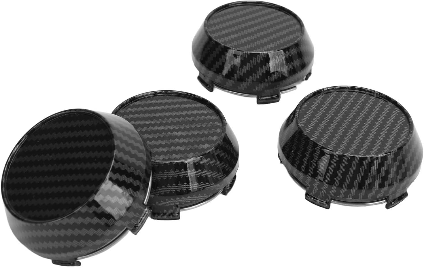 60Mm Carbon Fiber Style Wheel Center Caps Set of 4 for Universal Fit Vehicle, ABS Material High Gloss Tyre Rim Hub Caps Cover for Enhanced Visual Appeal And image number 1