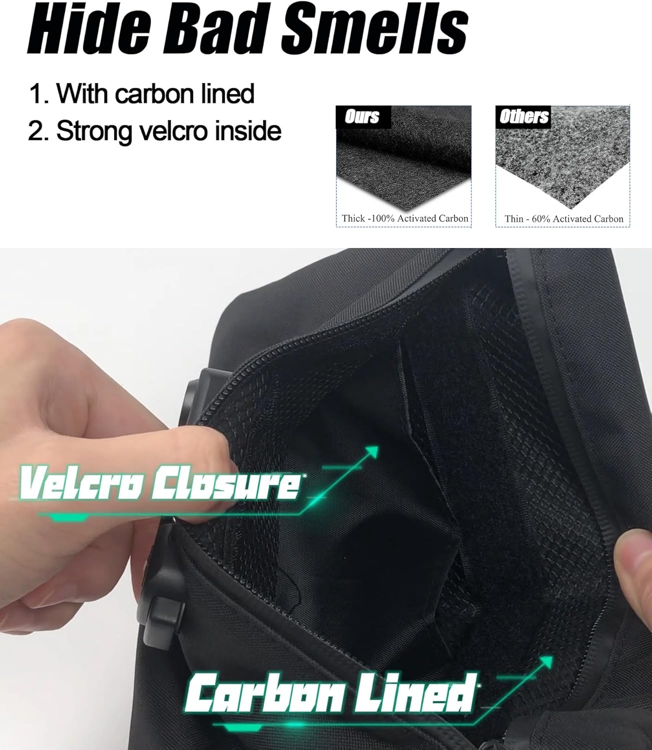 FIREDOG Smell Proof Bags, Smell Proof Pouch with Lock for Travel Storage (9.5 X 6.5 Inch, Black) image number 6