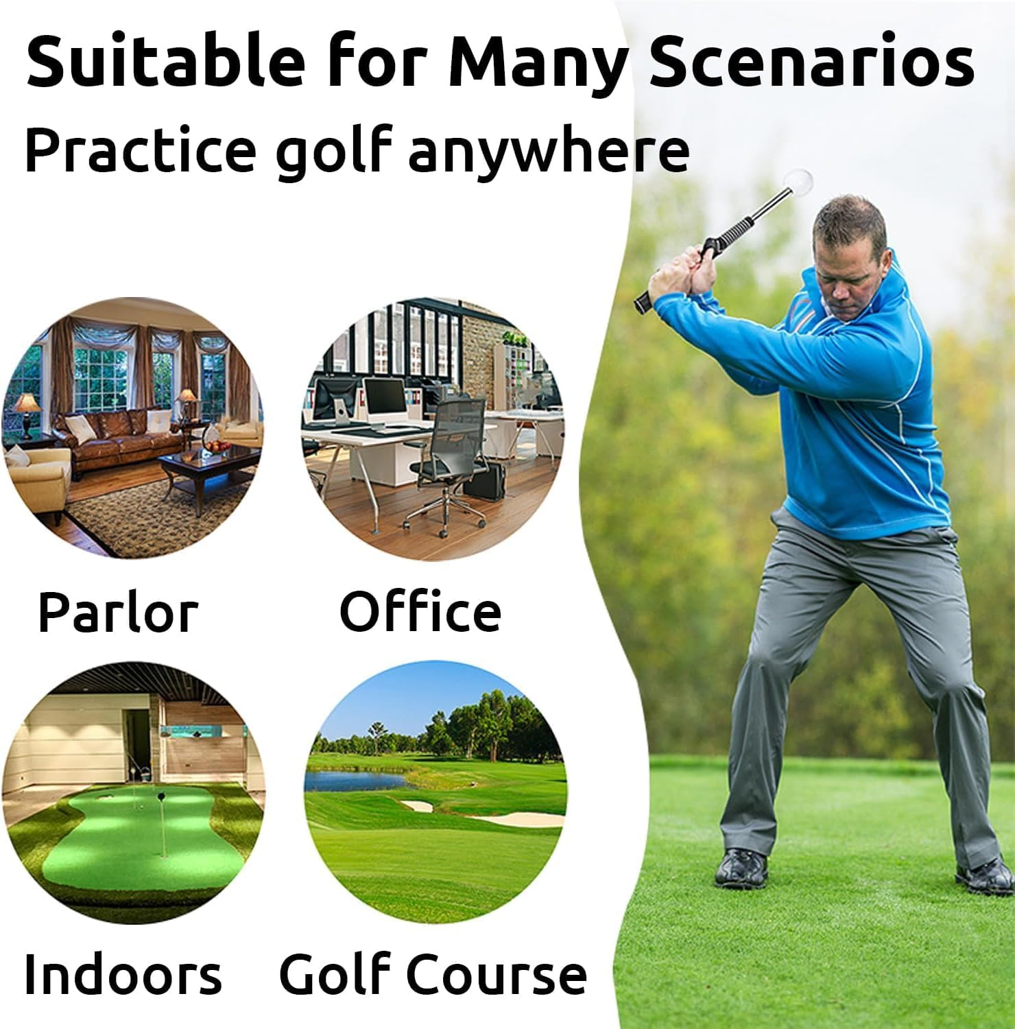 Golf Swing Training Aid, Stretchable Golf Swing Trainer Golf Grip Rod for Warm-Up, Indoor Practice, Golf Stick Improve Rhythm, Flexibility, Balance, Tempo and Strength for Chipping Hitting image number 5