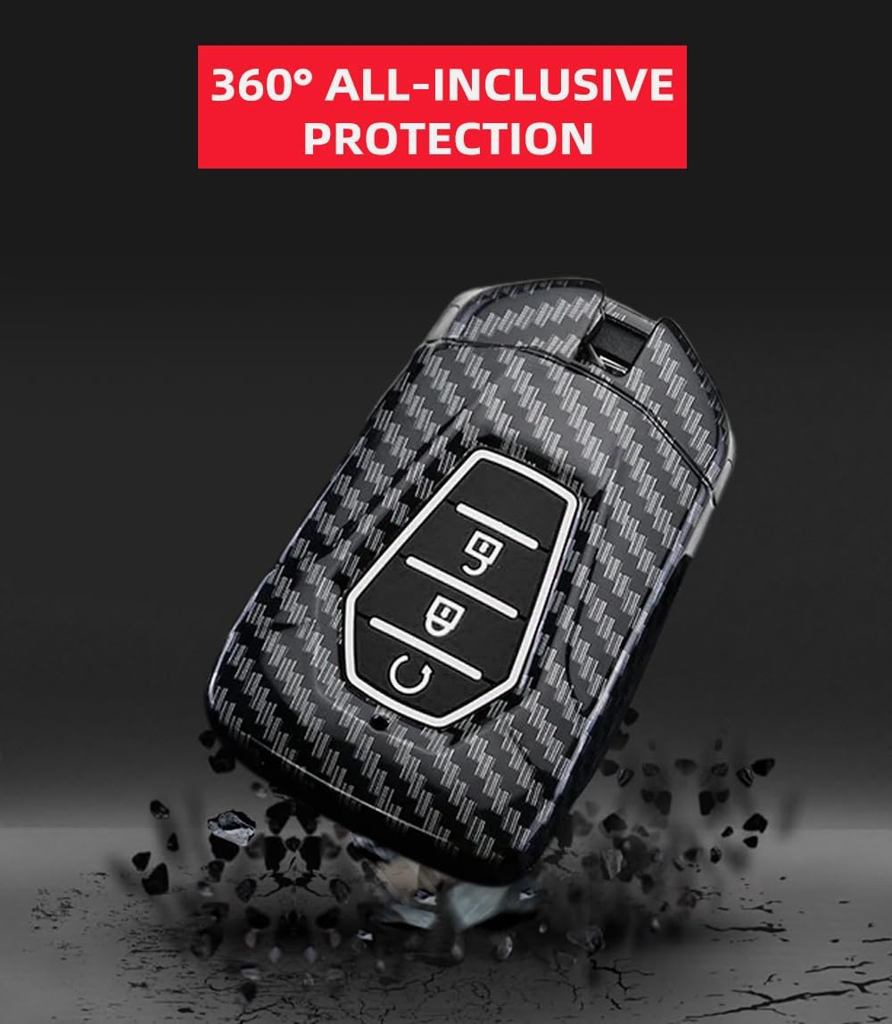 Ontto Luminous Car Key Fob Cover Fit for Isuzu D-Max MU-X D Max AT35 for Mazda BT50 Pickup 2020 Onwards 2023 2024 Key Holder Plastic Smart Shell Case Keyring Keychain Accessories 4 Buttons Black