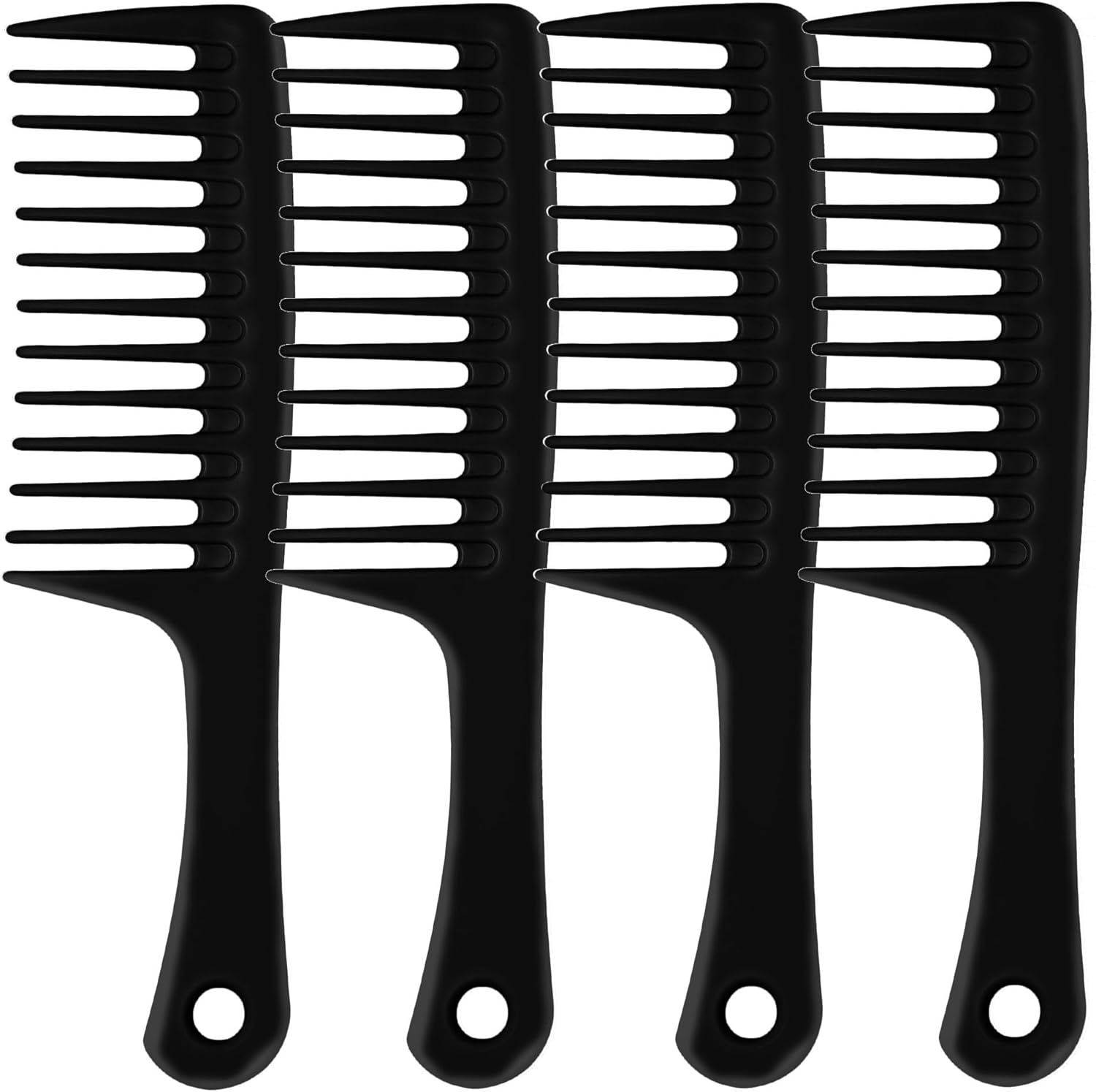4PCS Wide Tooth Comb, Large Hair Detangling Comb Styling Comb, Professional Women Hair Care Handgrip Comb for Curly, Wet, Long Hair (Black)