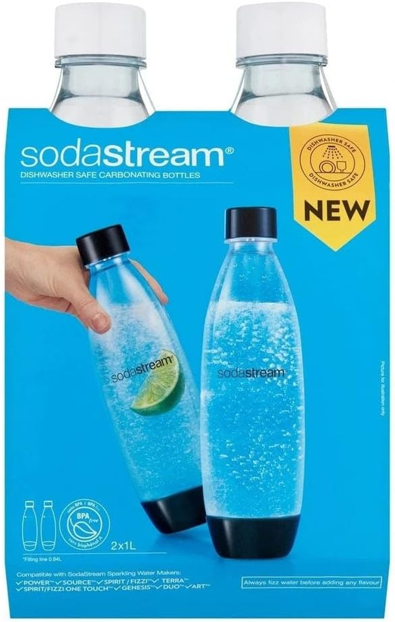 2Pc 1L Sodastream Water Bottles Soda Maker Dishwasher Safe BPA Free Carbonating image number 2