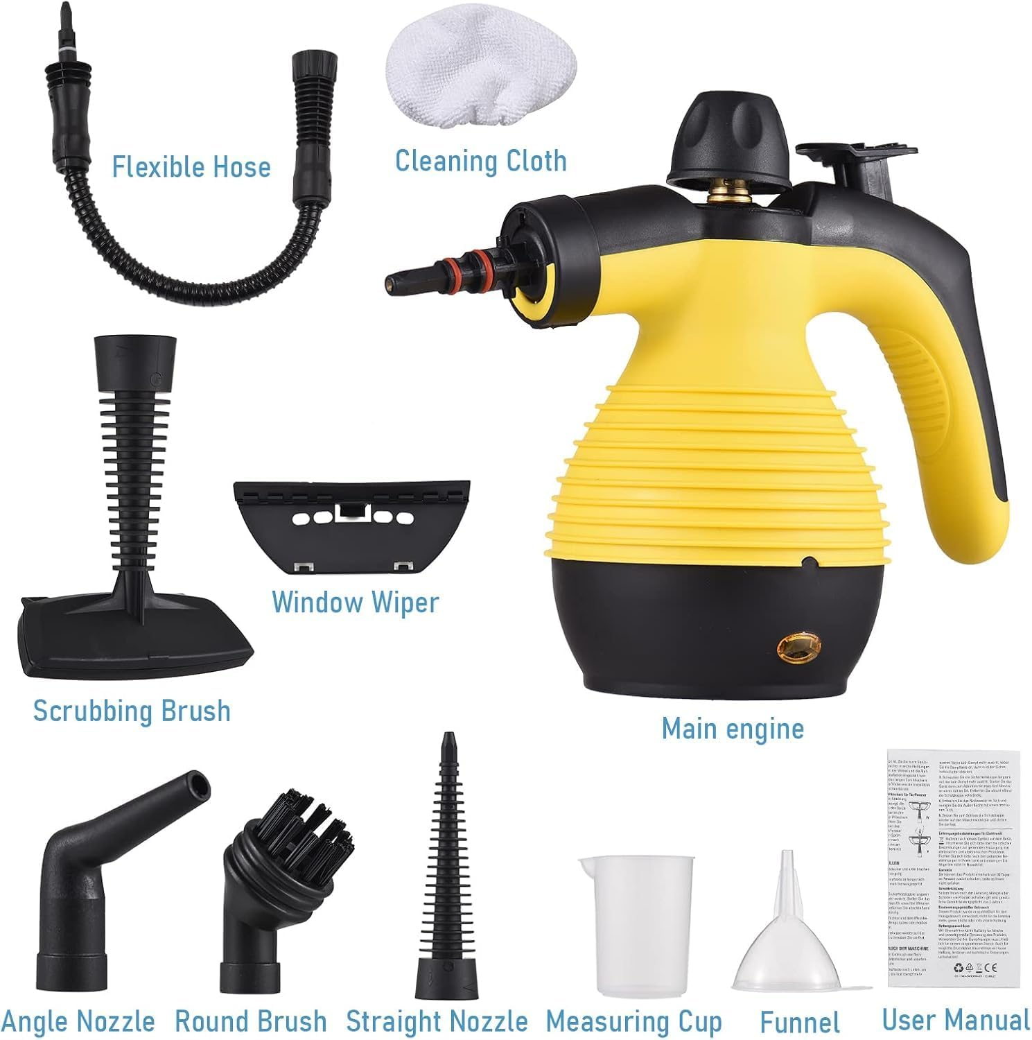 Handheld Pressurized Steam Cleaner with 9 Piece Accessories, Multipurpose Steamer with Hsafety Lock for Carpet Curtain Car Seat, 1050W Portable Upholstery Steamer for Home Kitchen Bathroom image number 2