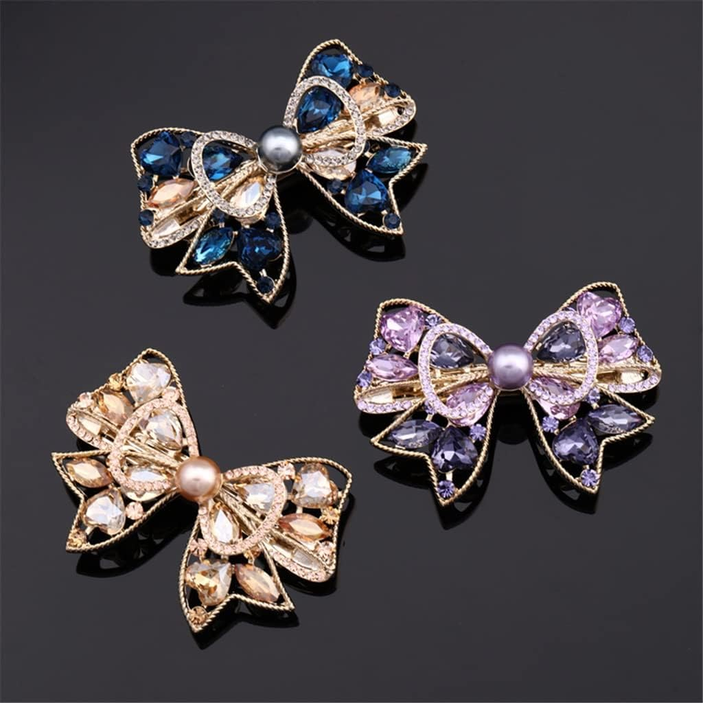 Crystal Hair Accessories,Clips Hairpins,Clip Plate,Hairpin Back Head Hair Accessories Headdress Temperament Hairpin Female Word Clip Back Head Clip Ponytail Chuck Flower (Color : A, Size : 6.8 * 4.6Cm
