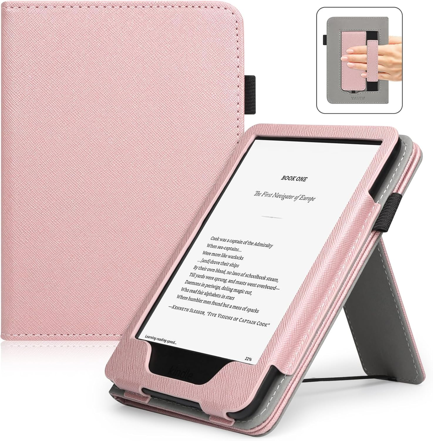 Case with Stand for for 6" Kindle (2024 & 2022, 11Th Gen) &ndash; PU Leather Smart Cover with Auto Sleep/Wake & Hand Strap for Kindle 2024, Sage