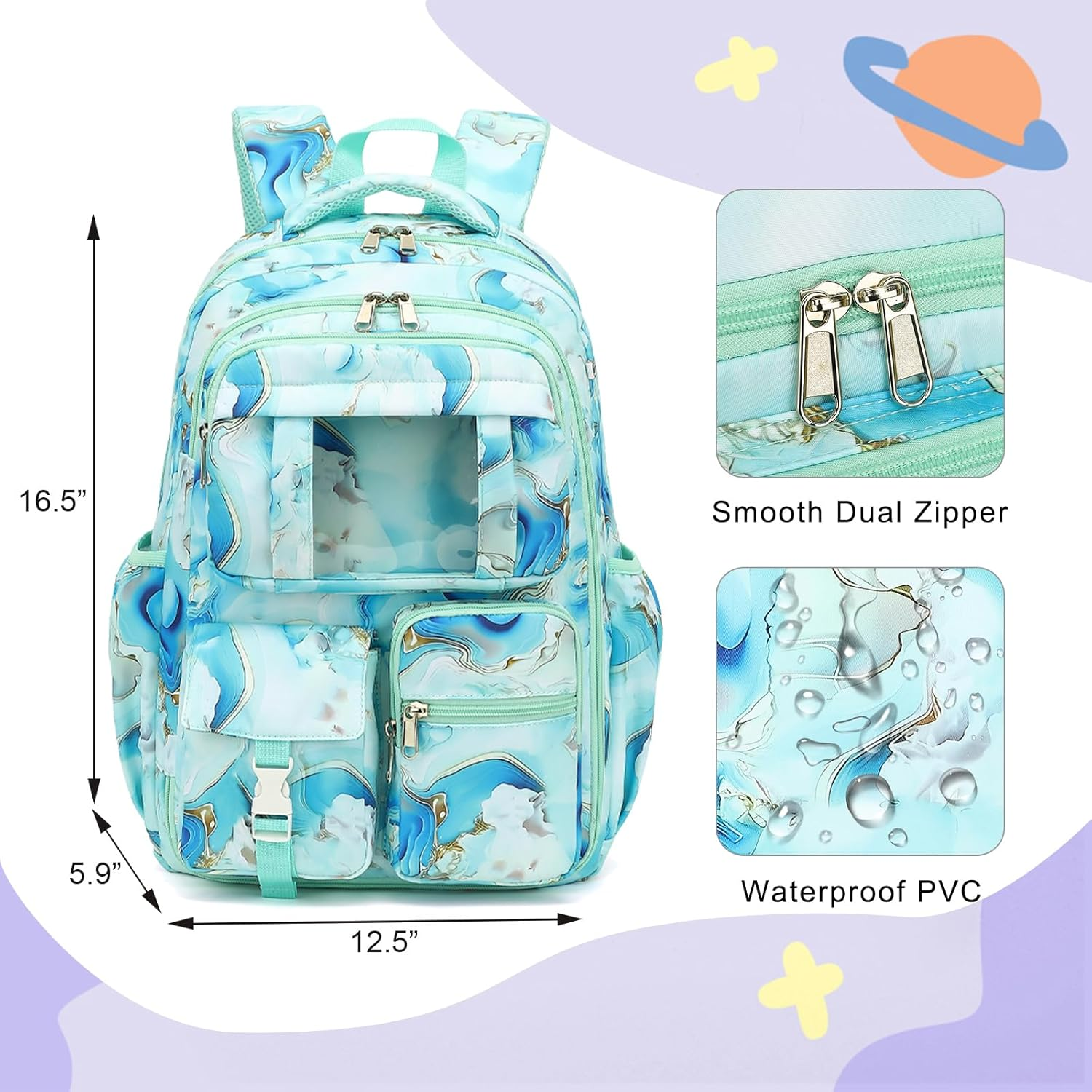 Backpack for Girls Refrigerator Door School Bag for Kids Teen Women Casual Travel Daypacks image number 4