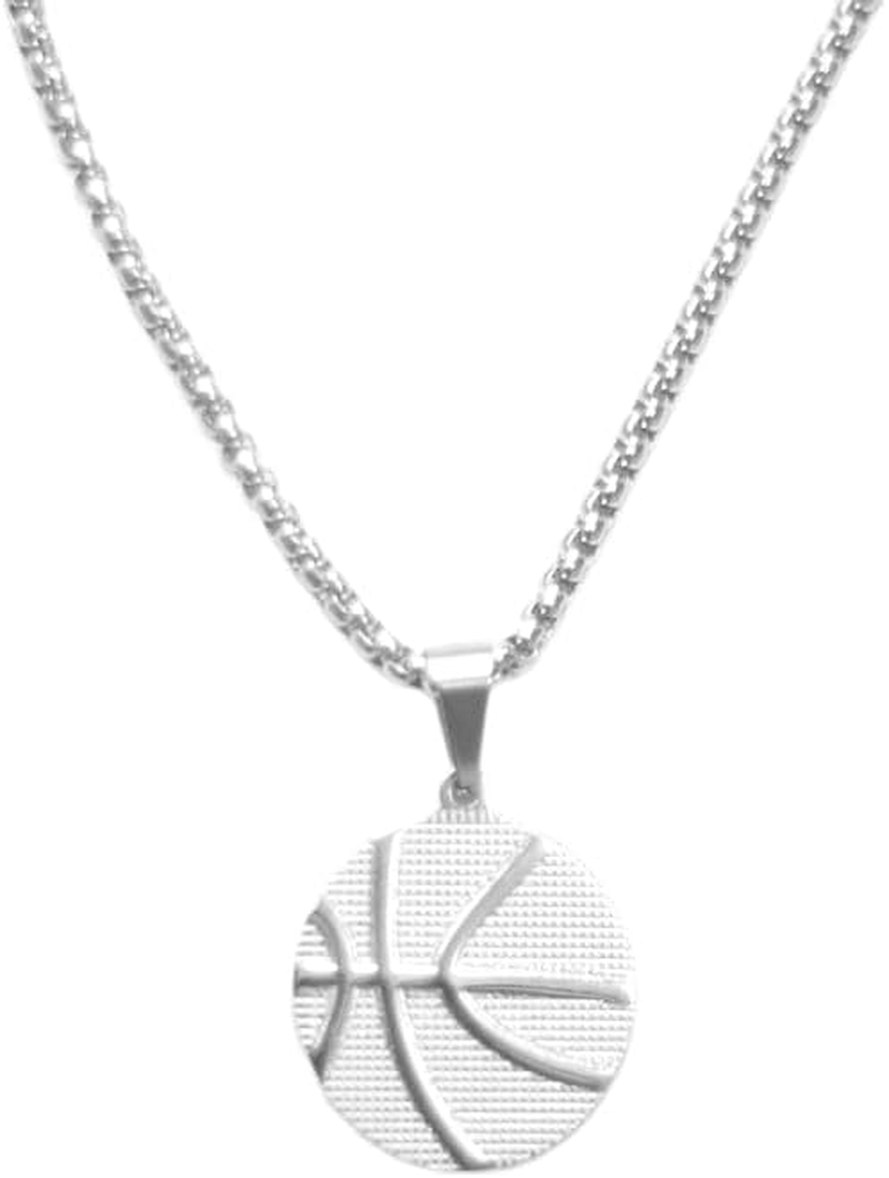 Silver Basketball Pendant Necklace for Boys Girls Basket Ball Necklaces Basketball Necklaces Basketball Coach Player Gifts for Men Women Basket Ball Necklaces for Boy Girls image number 3