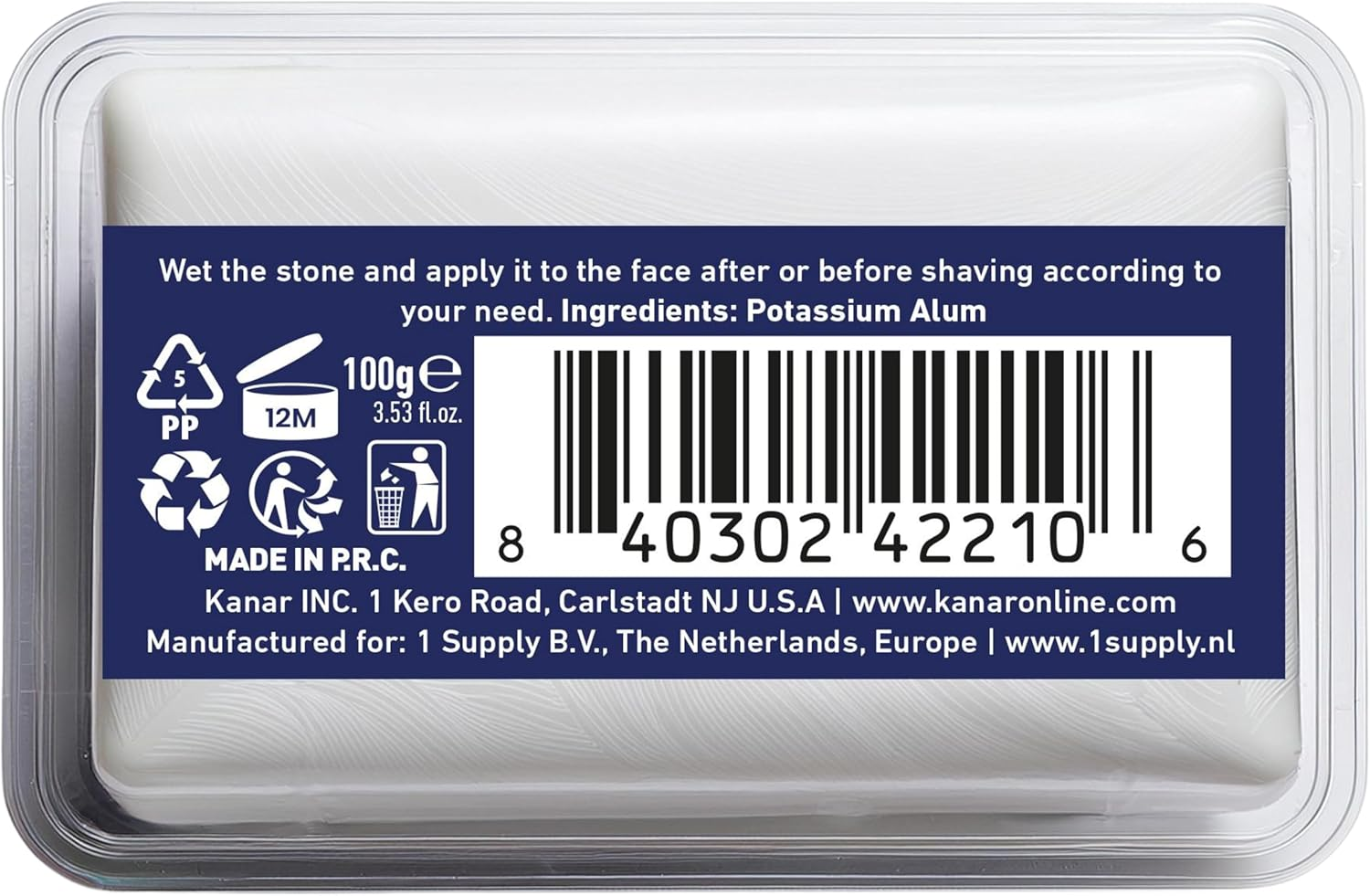 American Razor Blades Alum Block Aftershave Solution for Shaving Razor Burn Relief in Plastic Case 3.53 Oz. 100Gr.
