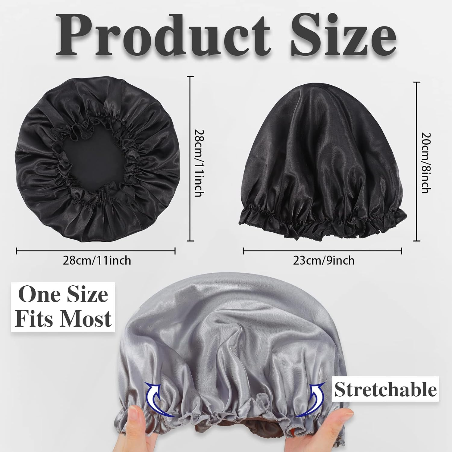 Extra Large Satin Bonnets Sleep Caps,Soft Wide Band Elastic Satin Bonnet,Comfortable Silk Bonnet,Satin Silk Jumbo Bonnet image number 4