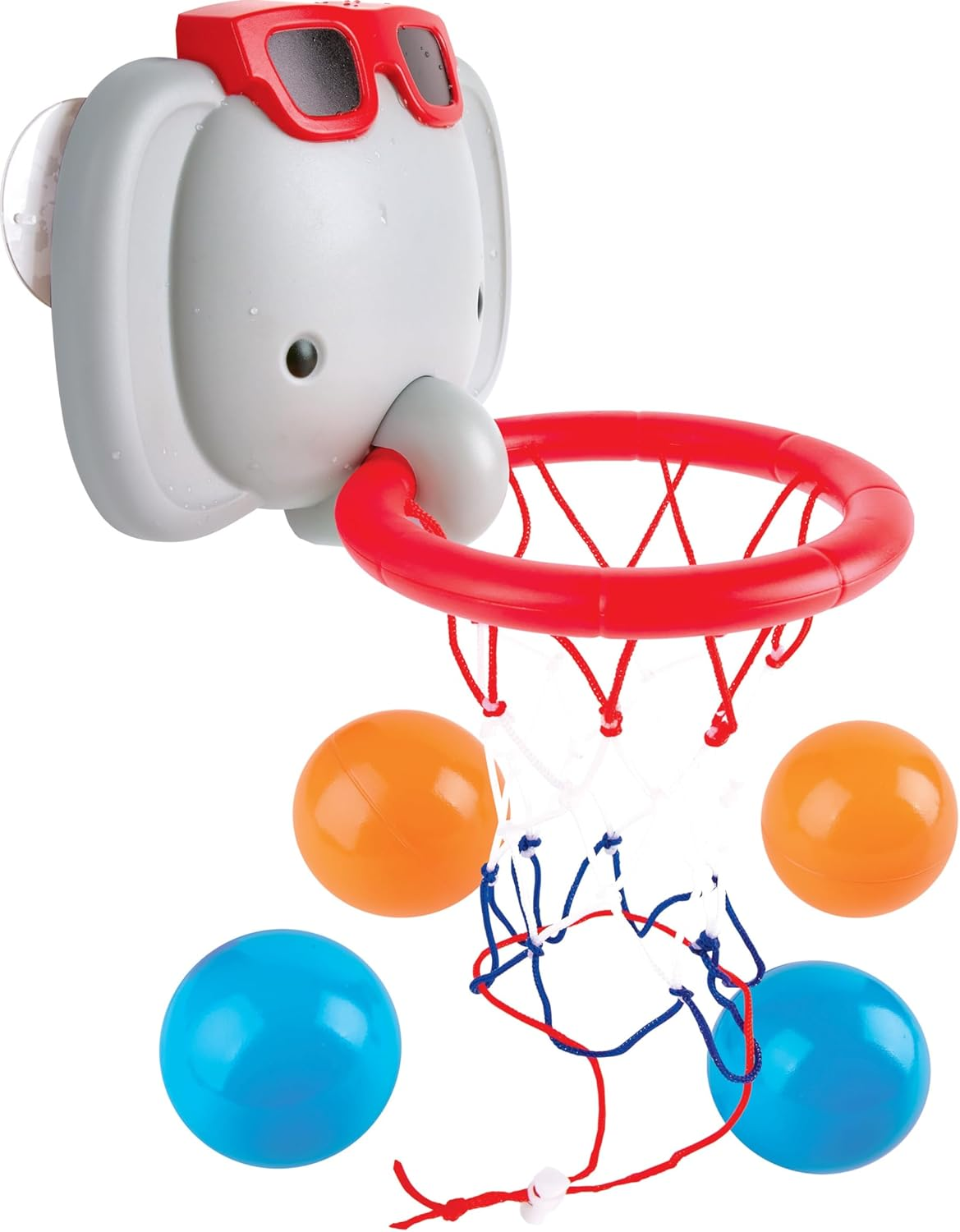 Hape Bath Time Basketball Elephant Pal | Bathtub Basketball Game for Kids | Suction Cup Hoop & 4 Floating Balls | Water Play Toy for Toddlers 18M+ | Bath Toys for Boys & Girls image number 2