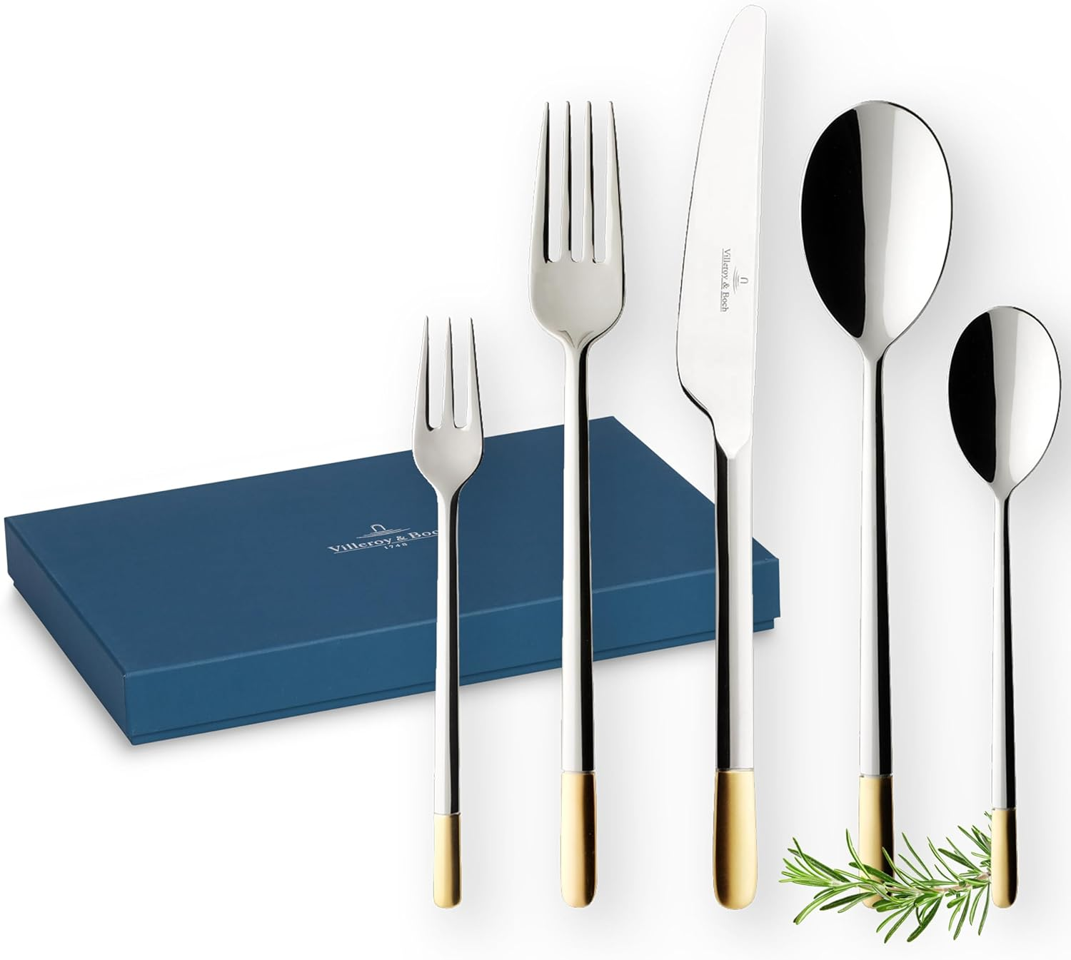 Villeroy & Boch Ella Cutlery for up to 6 People, 30 Pieces, Stainless Steel, Partially Gold-Plated image number 3