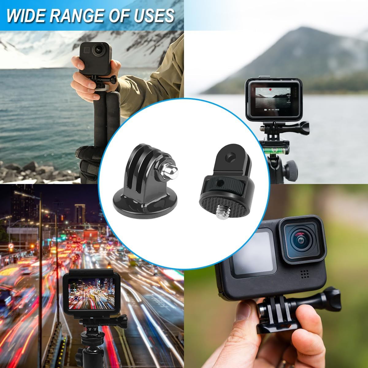 ZHUROUPU for Gopro Tripod Mount Adapter 1/4 Inch, Camera Mount Adapter Replacement Compatible with for Gopro Hero 10/9/8/7/6/5, for DJI Osmo and Other 1/4 Action Cameras, Ball Adapter, Tools image number 5