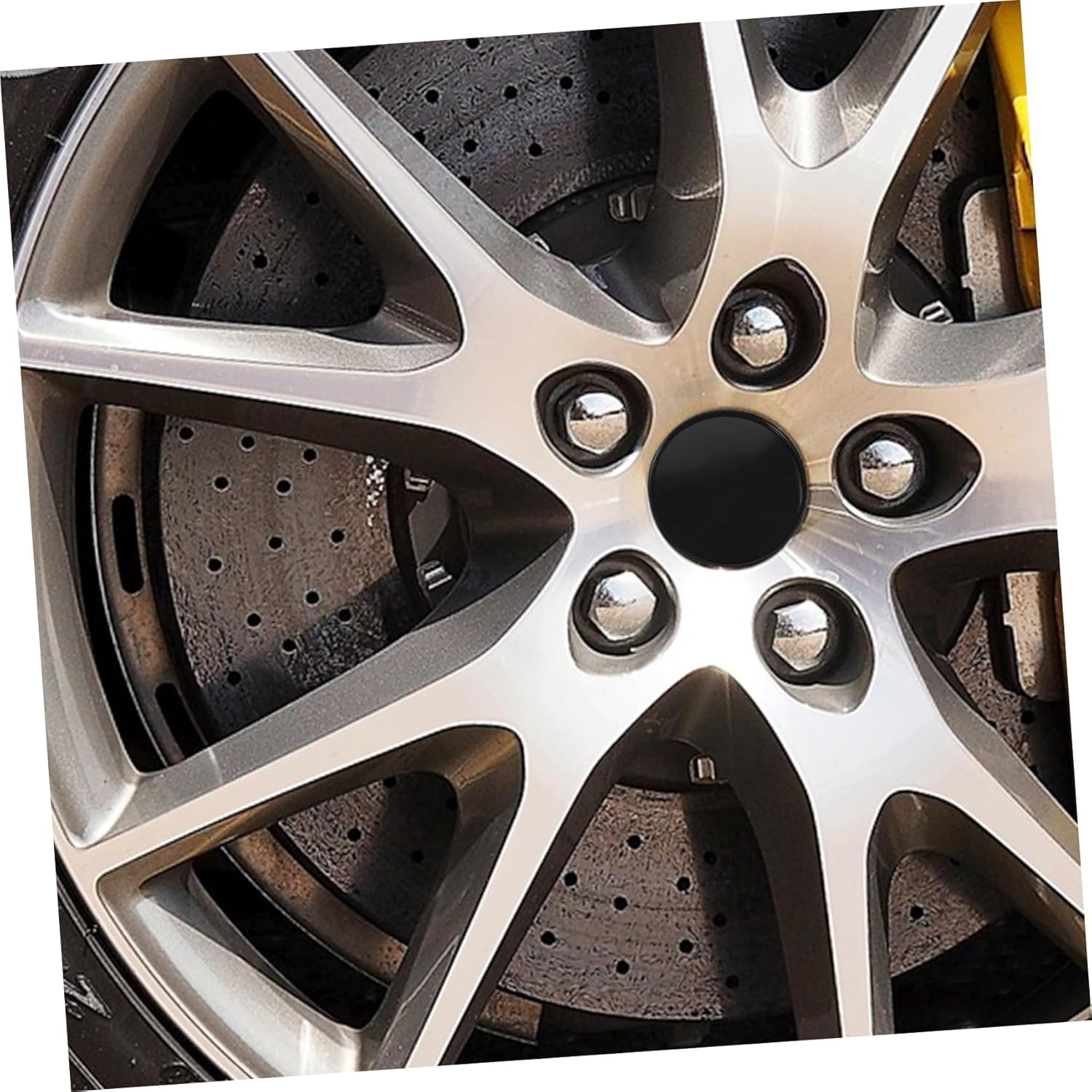 Happyyami 4Pcs Vehicle Wheel Center Caps Black Automotive Rim Hub Covers Replacement Accessories for Car Wheel Hub Decoration Suitable for Season Use image number 1