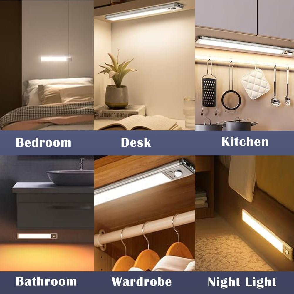 66LED Rechargeable Motion Sensor under Cabinet Lights,Battery Operated Motion Light Indoor,Magnetic Dimmable Closet Light,Wireless Counter Lights Sensored,Undercounter Strip for Kitchen Hallway image number 5