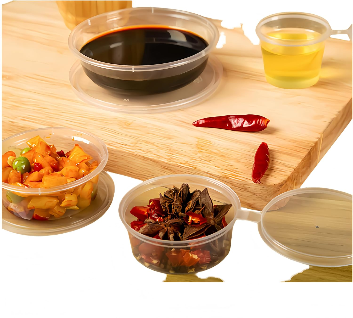 60Ml / 80Ml / 100Ml Leakproof Mini Food Containers, 50-Pack (Choose Size) Reusable Bpa-Free Sauce Cups with Lids, Stackable Snack Containers for Restaurants, Meal Prep, Dips, Takeout (100Ml) image number 6