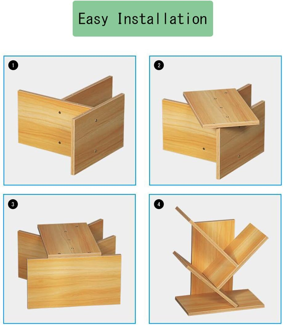 2 Tier Tree Bookshelf, 3 Shelf Bookcase, Free Standing Tree Bookcase, Display Floor Standing Shelf for Books, Book Organizer Shelves for Home Office, Living Room, Bedroom image number 4