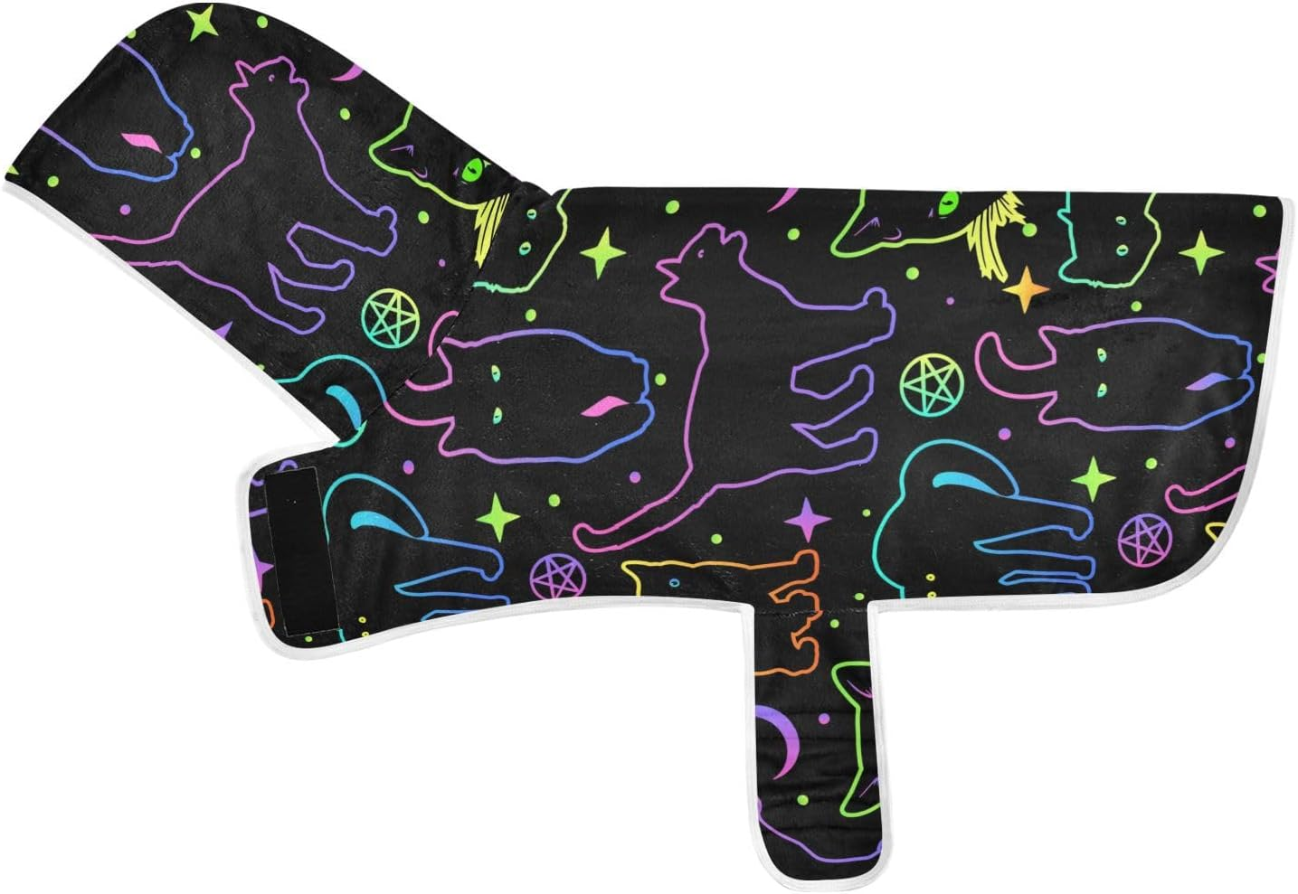 AIXIWAWA Neon Line Cats Pet Bathrobe Towels with Adjustable Collar & Waist, Quick Absorbent Drying Coat for Cats and Dogs image number 6